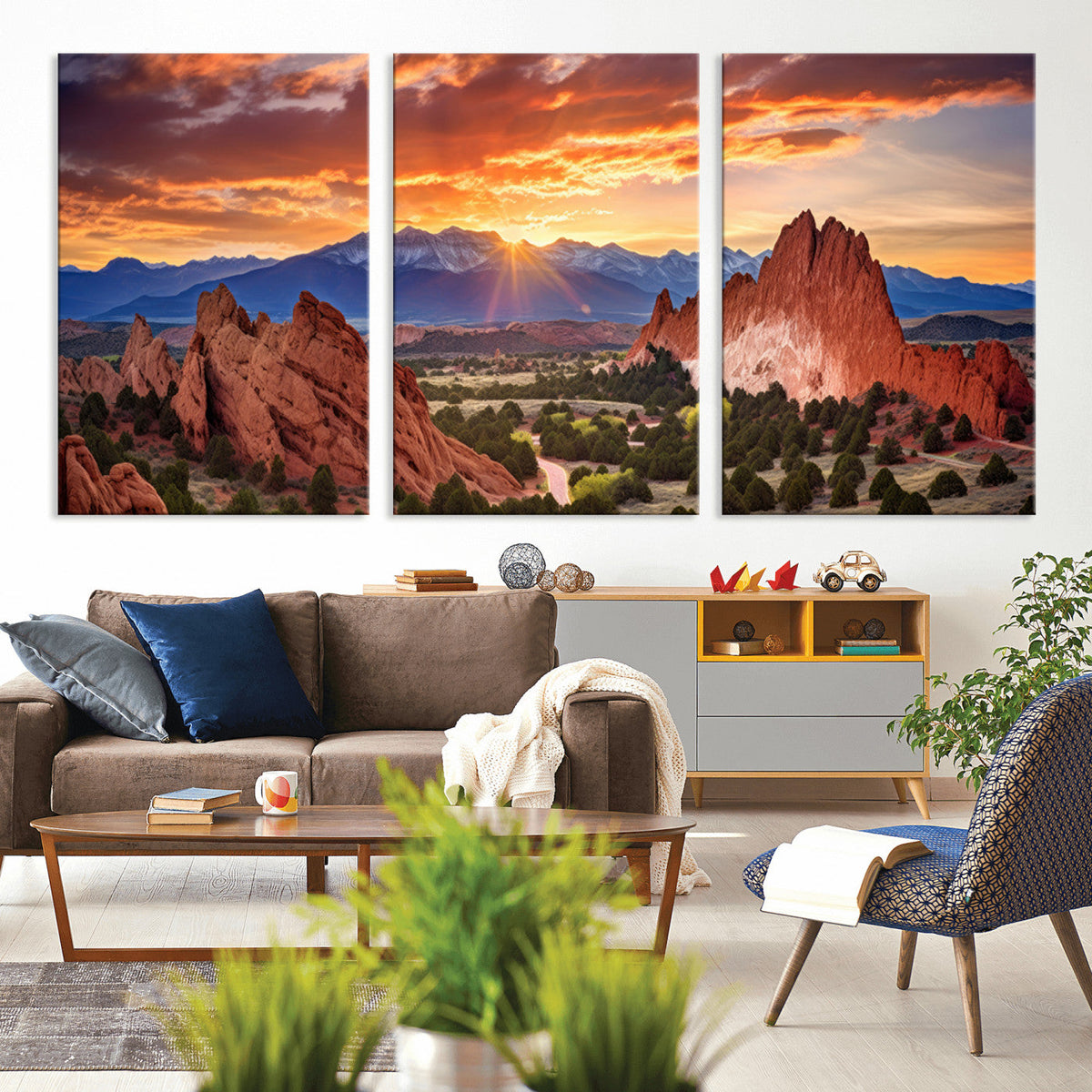 Rocky Mountains Sunset Wall Art Canvas Print – Ready to