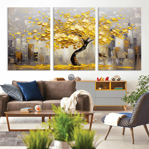 Golden Tree Canvas Print | Abstract Wall Art for Modern