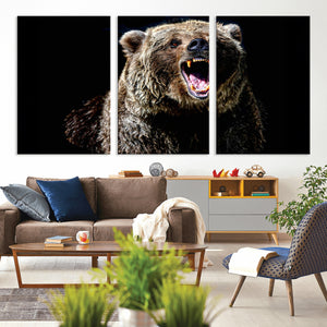 Grizzly Bear Canvas Print | Wildlife Wall Art for Cabin