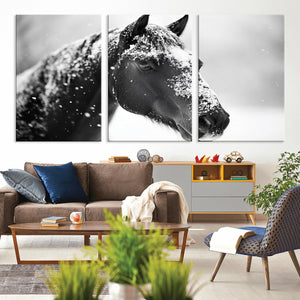 Horse Canvas Print - Winter Horse Snow Wall Art Canvas Print