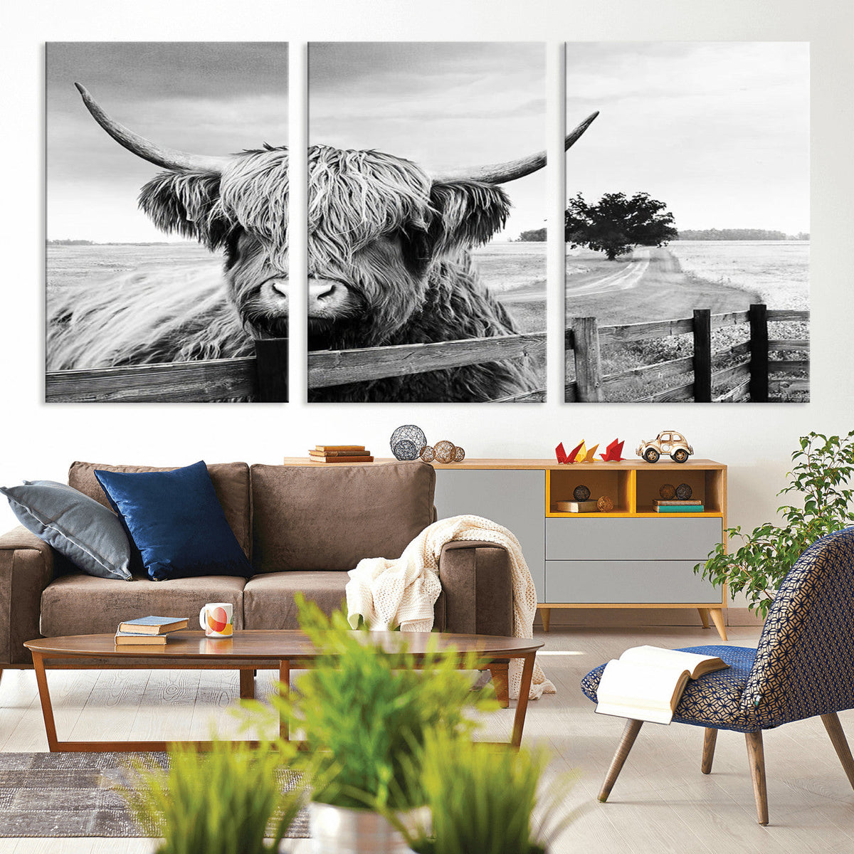 Scottish Highland Cow Wall Art | Rustic Farmhouse Décor |
