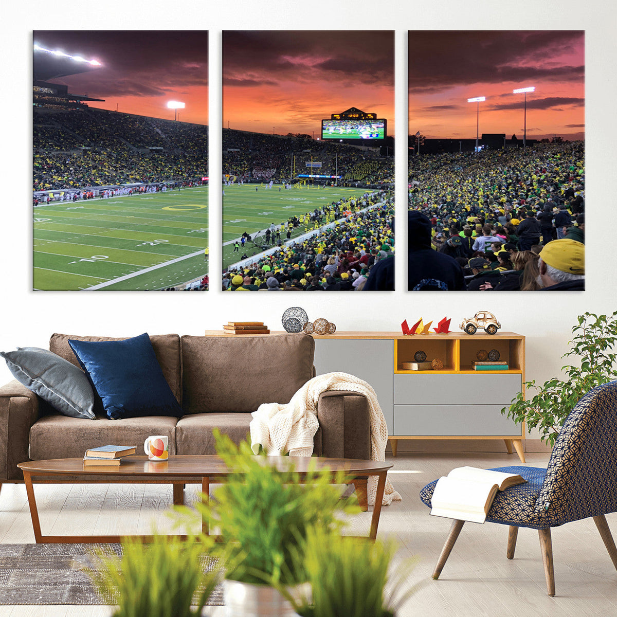 Eugene Autzen Stadium Canvas Wall Art Print – Sunset Over