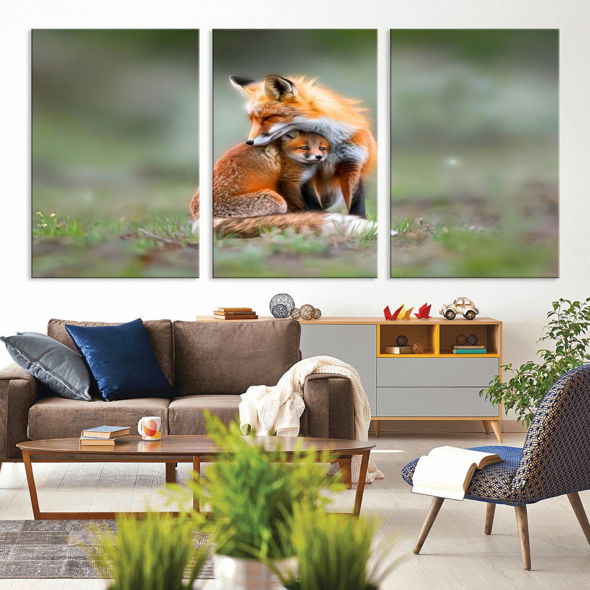 Heartwarming Fox and Baby Cub Wall Art | Ready to Hang
