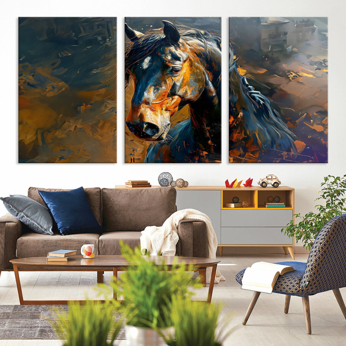 Abstract Horse Wall Art Canvas Print | Farmhouse Wall Decor