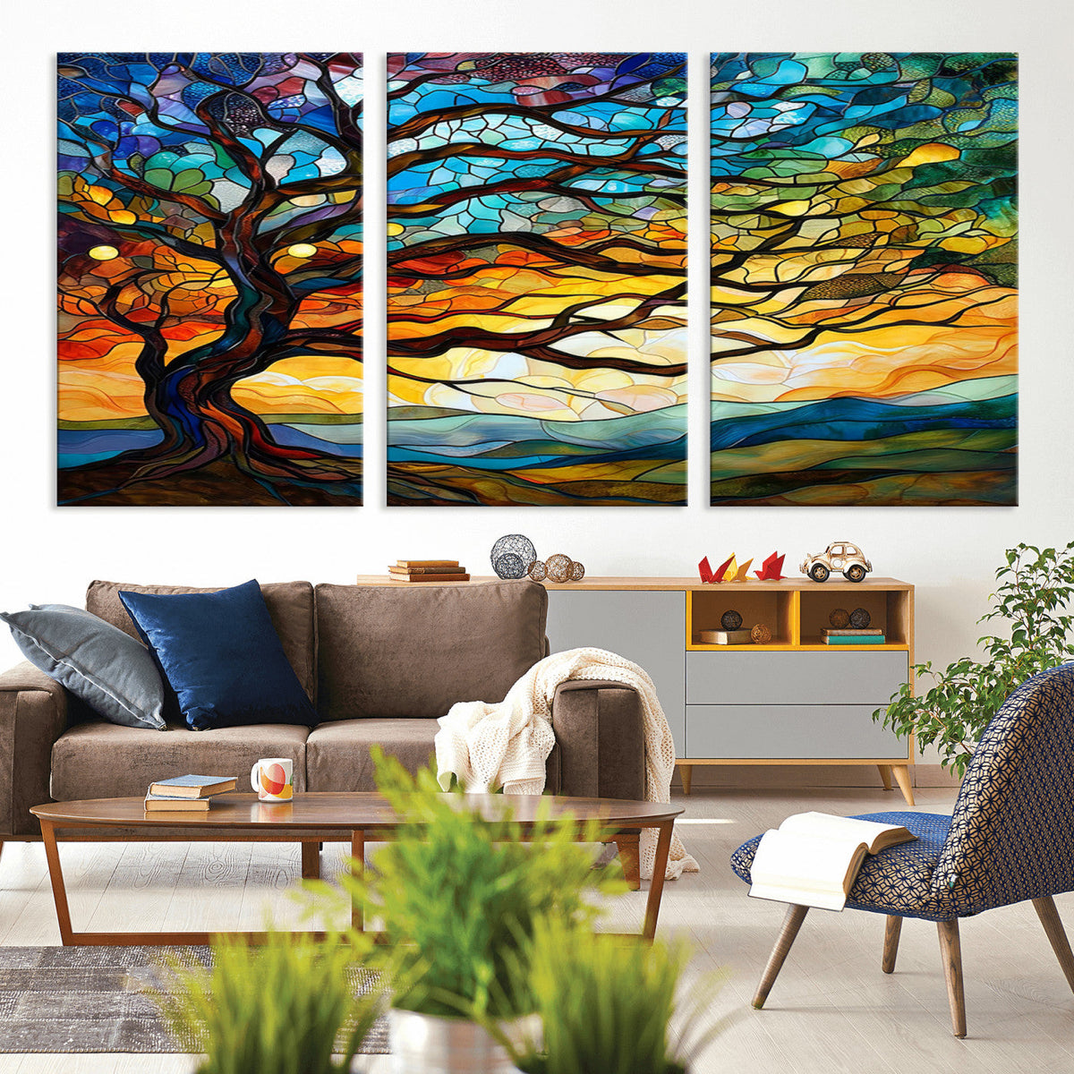 Mosaic Tree Wall Art | Ready to Hang Stained Glass Style