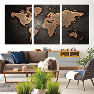 World Map Canvas Print – Framed Travel Map Wall Art for