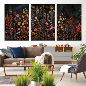 Large Floral Painting Print Illustration Flowers Canvas Wall