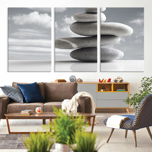 Still Life Black and White Zen Stones Wall Art Canvas,