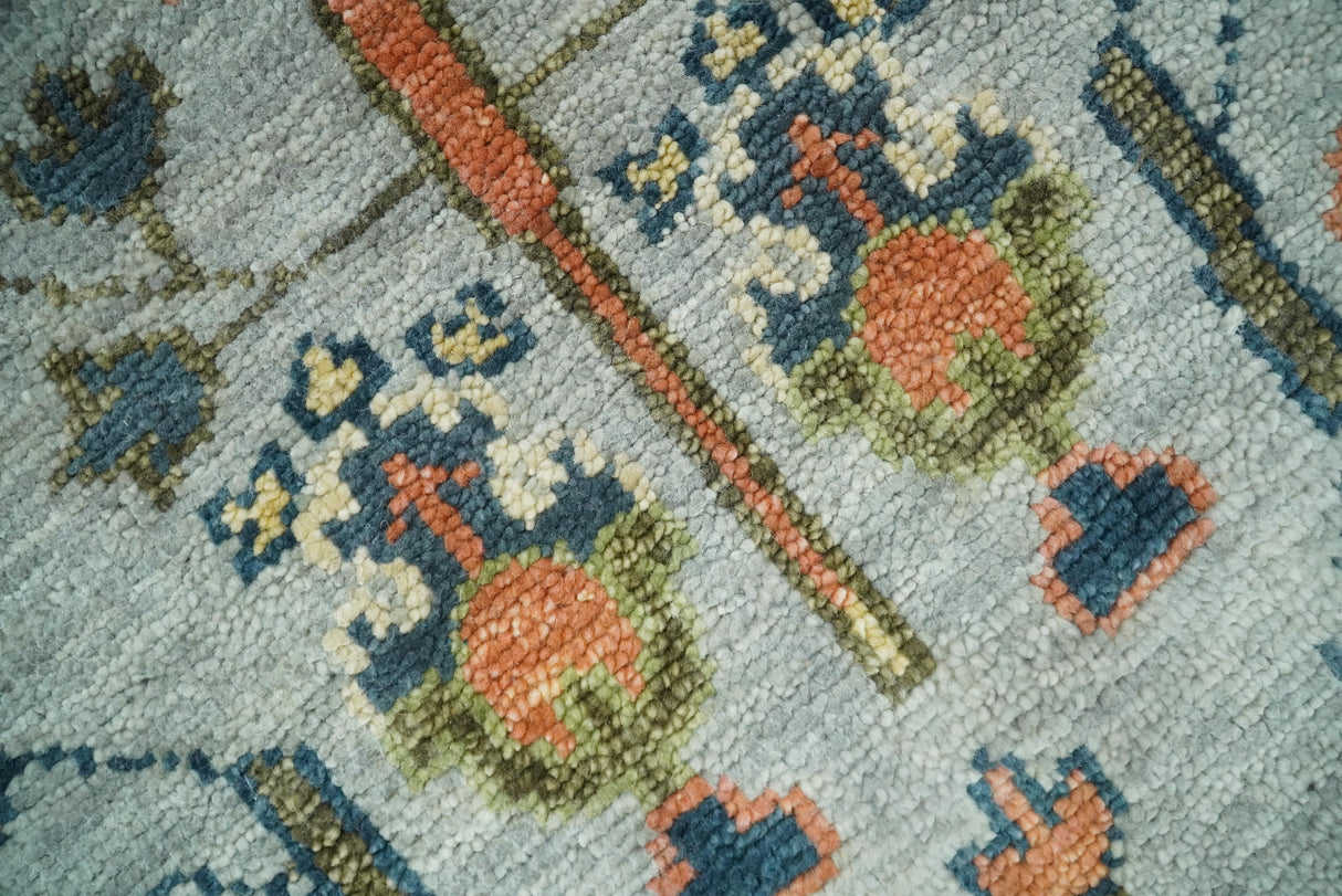 Custom Made Hand Knotted Rust And Silver Tree of life Runner Wool Rug