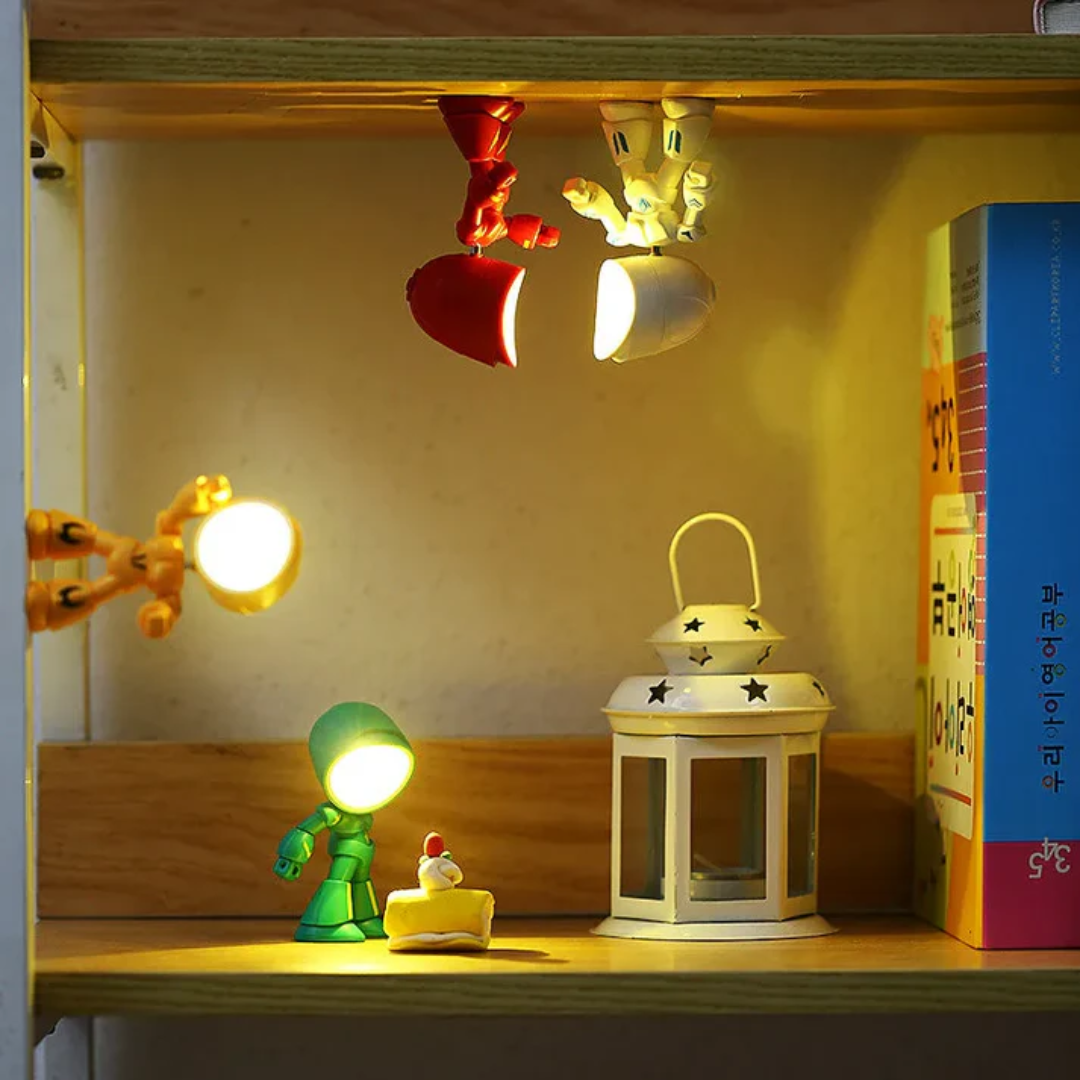 Modern Robot LED Table Lamp Battery Powered Warm Light Desk Night Lamp