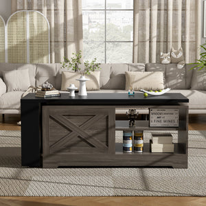 Farmhouse Lift Top Coffee Table With Barn Doors