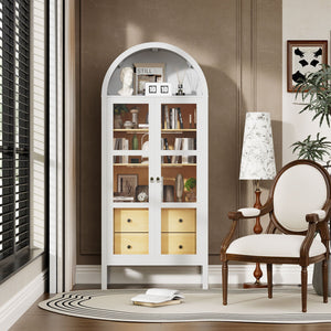 Modern Arched Cabinet with Glass Doors and Auto Sensor Light