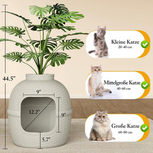 Stylish Cat Litter Box Enclosure with Faux Plant