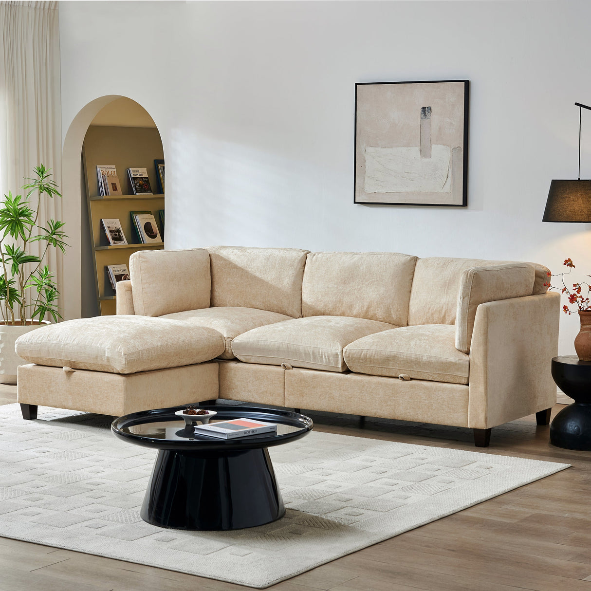 96.5" L Shape Sectional Couch with Ottoman