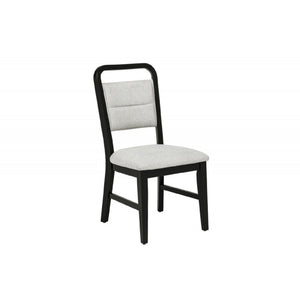 Dining Set With Round Table And 4 Upholstered Chairs - Black / Gray