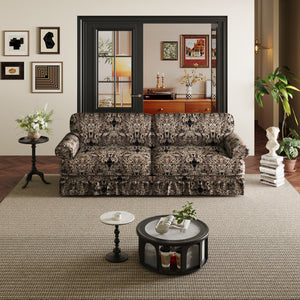Luxuriously Comfortable Cloud Couch Sofa With Elegant Rolled Arms & Pleated Skirt Design