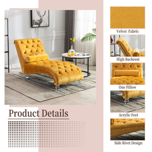 Chaise Lounge Indoor, Button Tufted Upholstered Chaise Lounge Chair With Pillow