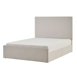 Lucas Tall Headboard Upholstered Bed in Textured Ivory Canvas