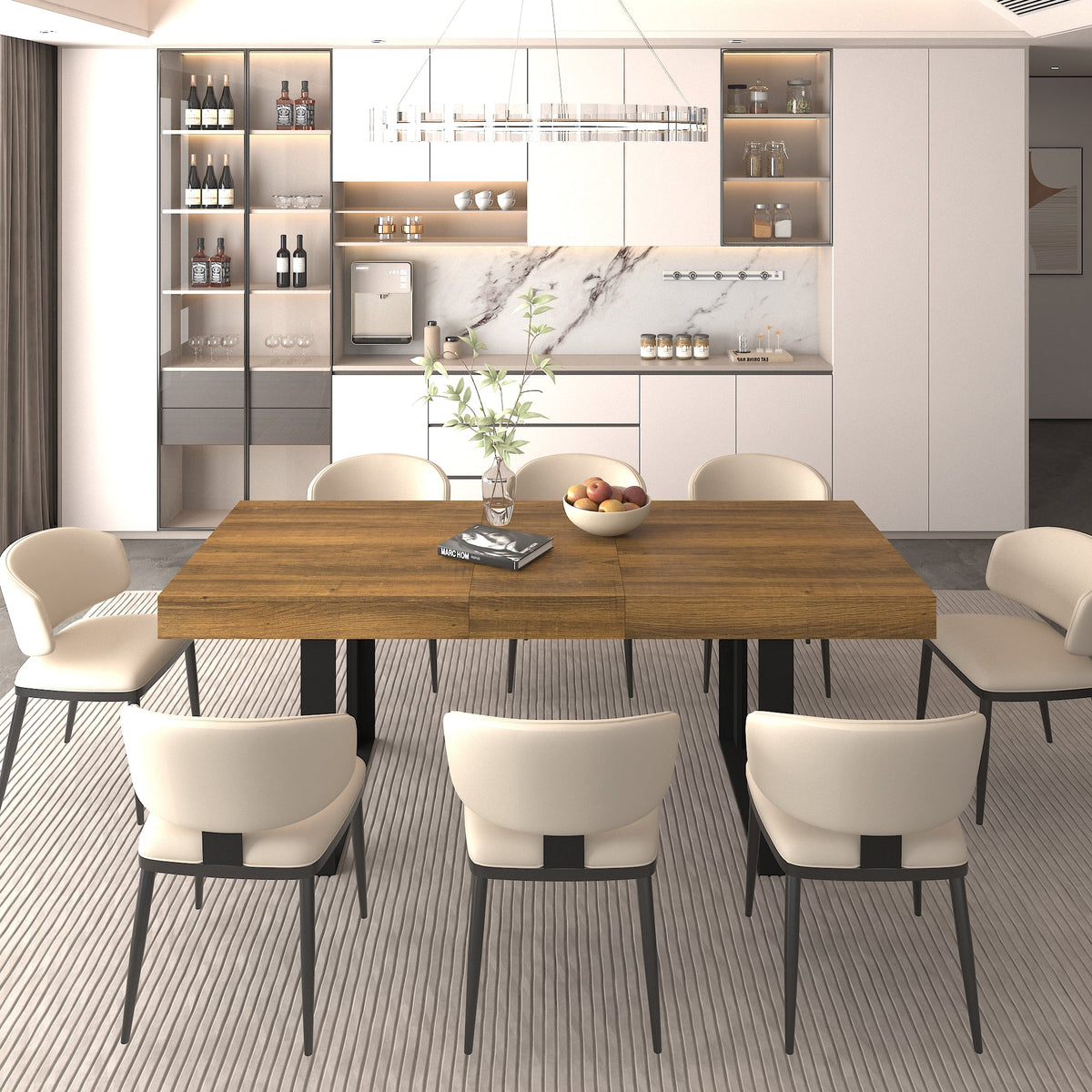 Rectangle Extendable Dining Table for 6-10 People