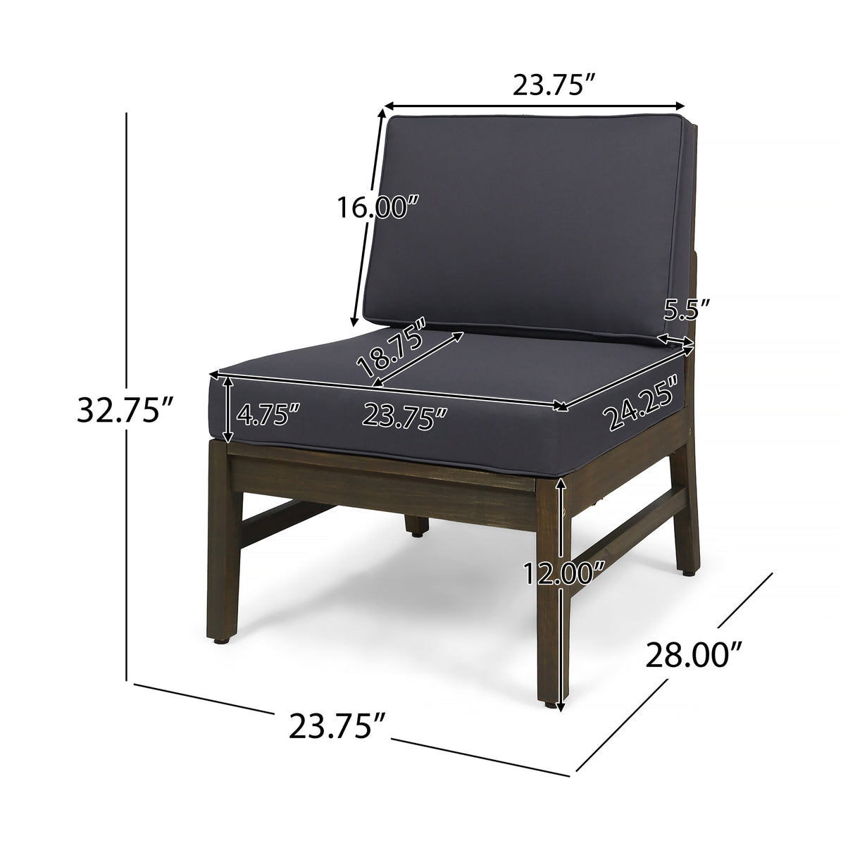 Perla 6-Piece Dark Grey Outdoor Sofa Set