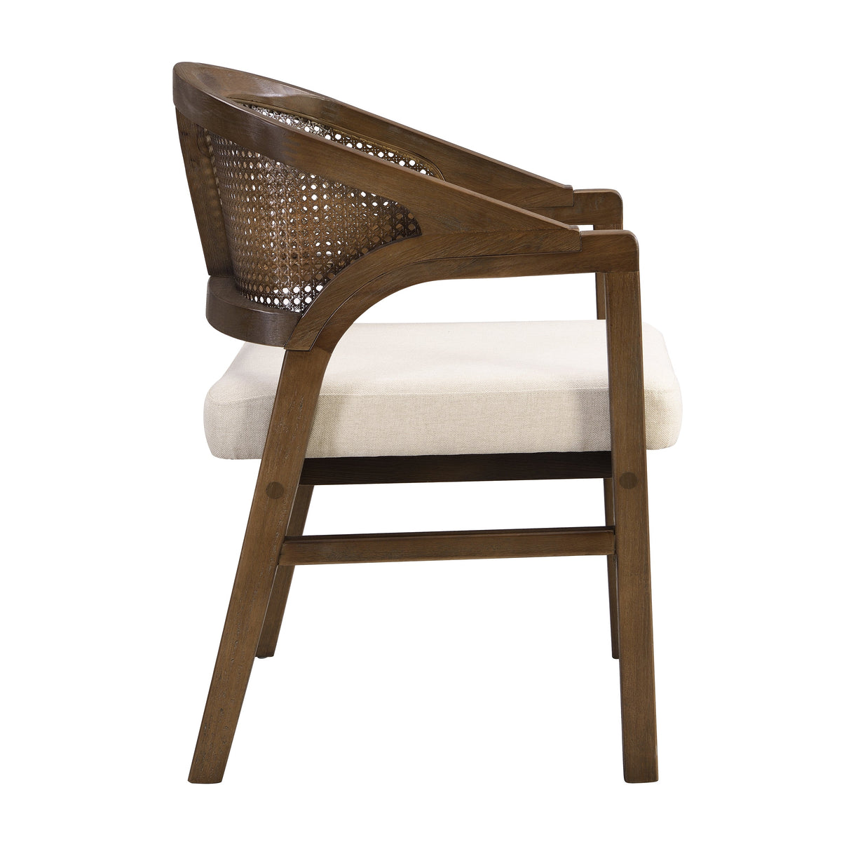 Wooden Frame Dining Chair with Rattan Back, Set of 2