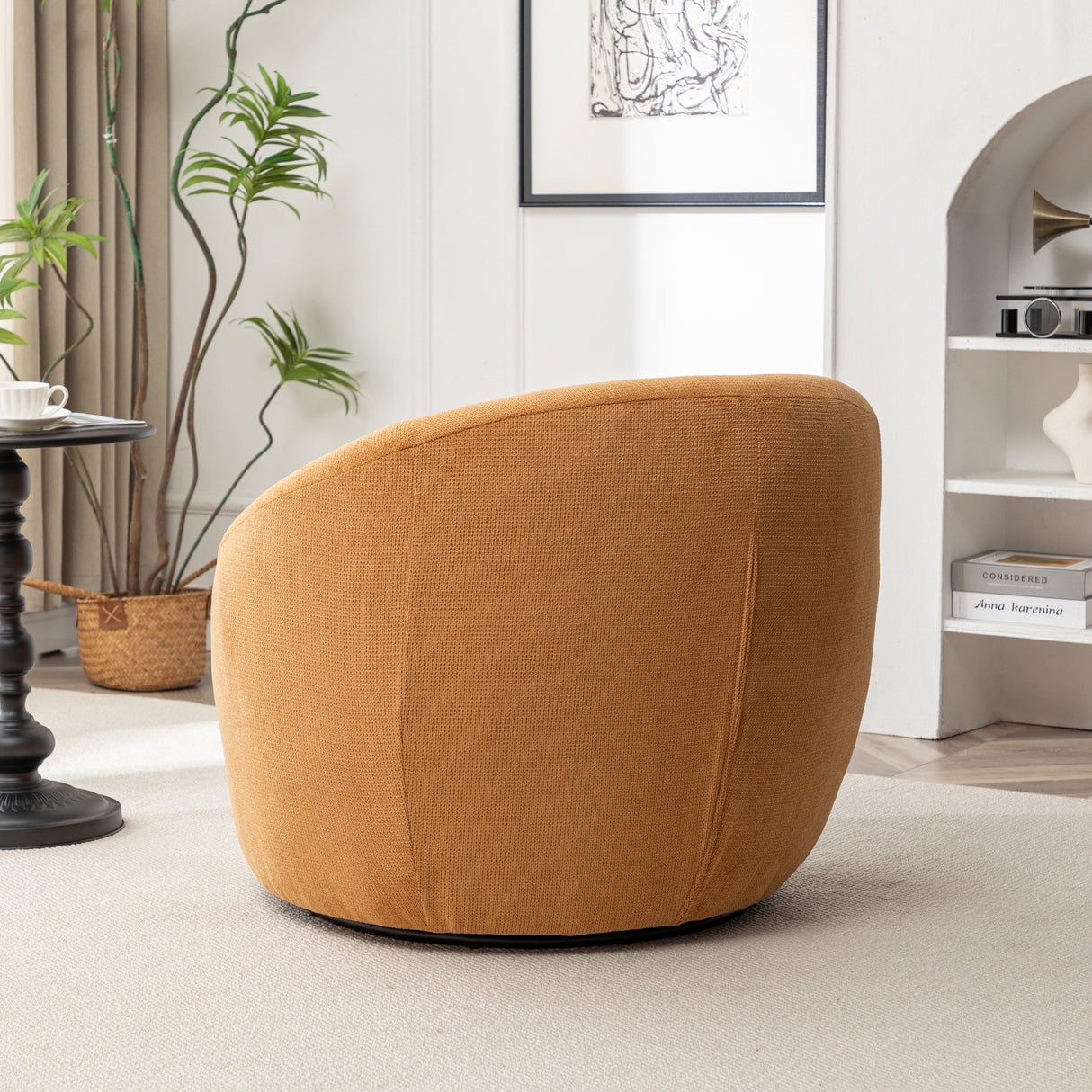 Winnie Modern Teddy Fabric Swivel Barrel Chair