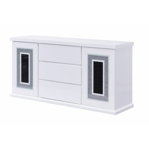 Buffet with Clear Glass Inlay - 61.8" Wide, High Gloss Finish