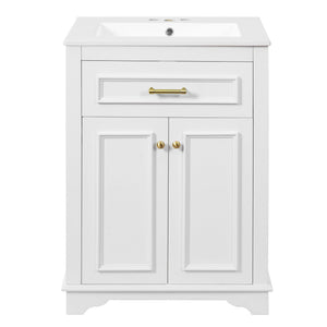 Bathroom Vanity With Integrated Sink, 2 Door Cabinet With Tip Out Drawer, Rectangular Design