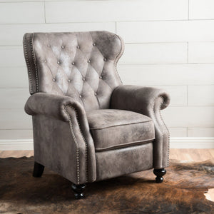 Accented Push Back Recliner Chair With Rolled Arms