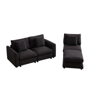 102.2 Inch Combination Sofa Modular Sofa with Ottoman Black
