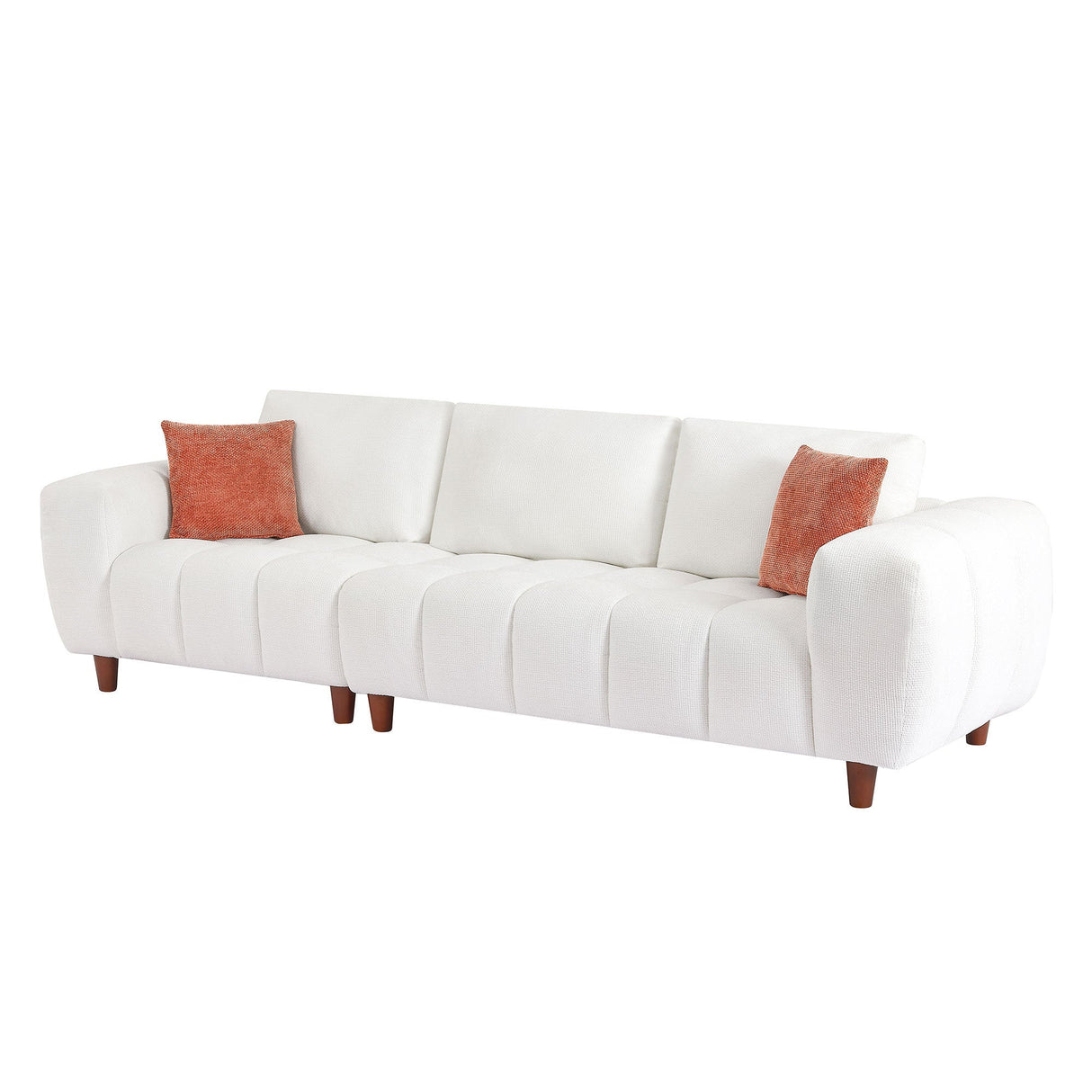 111.81 Inch Sectional Sofa Couch, Fabric Couch in White