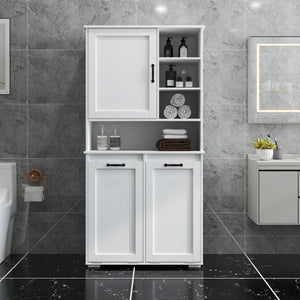 Laundry Cabinet with Doors and Shelf, Tilt-Out Laundry Hamper, Multiple Storage Space