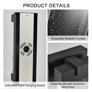 Black Aluminum Outdoor Wall Light with Bubble Crystal