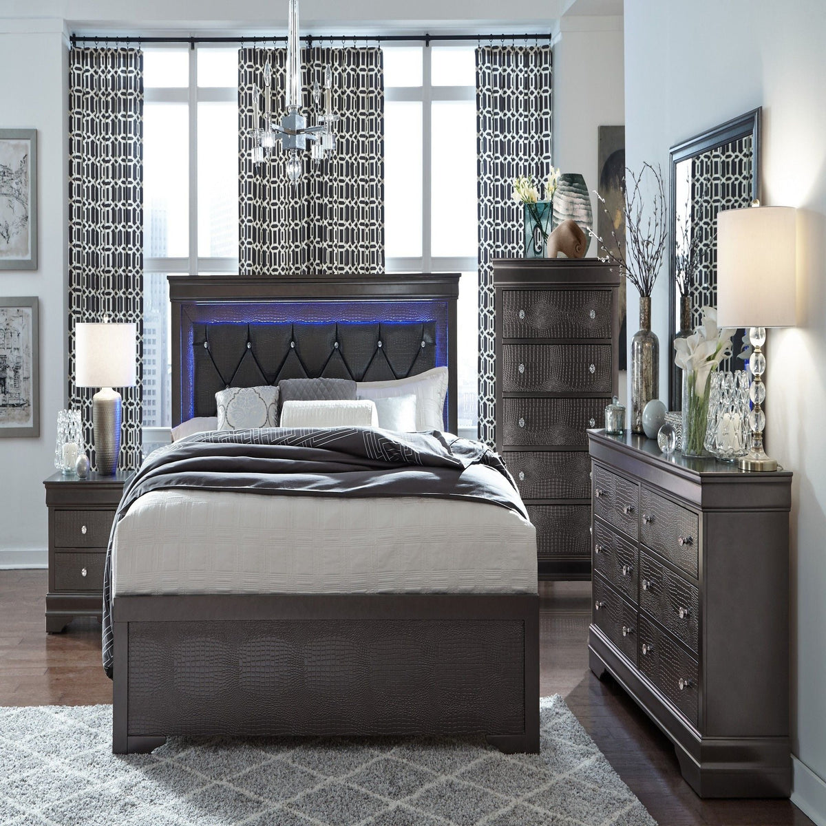 Shaker - Crocodile Metallic Nightstand