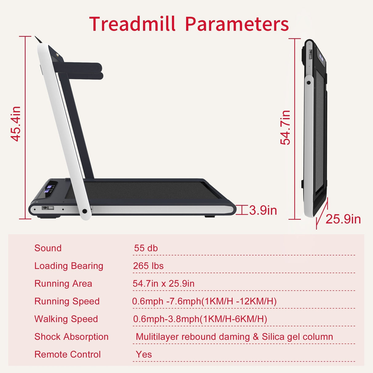 2 in 1 Under Desk Treadmill 2.5HP Folding Electric Walking Jogging Machine