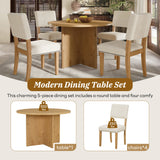 5-Piece Modern Round Dining Set with Upholstered Chairs