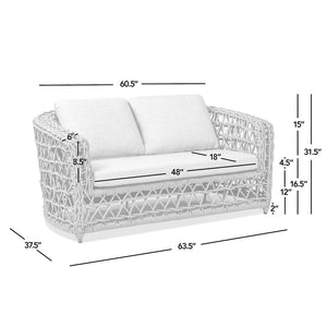 Everly - Frame Barrel Deep Seating Patio Loveseat Sofa Axroma Olefin - Oat Beige