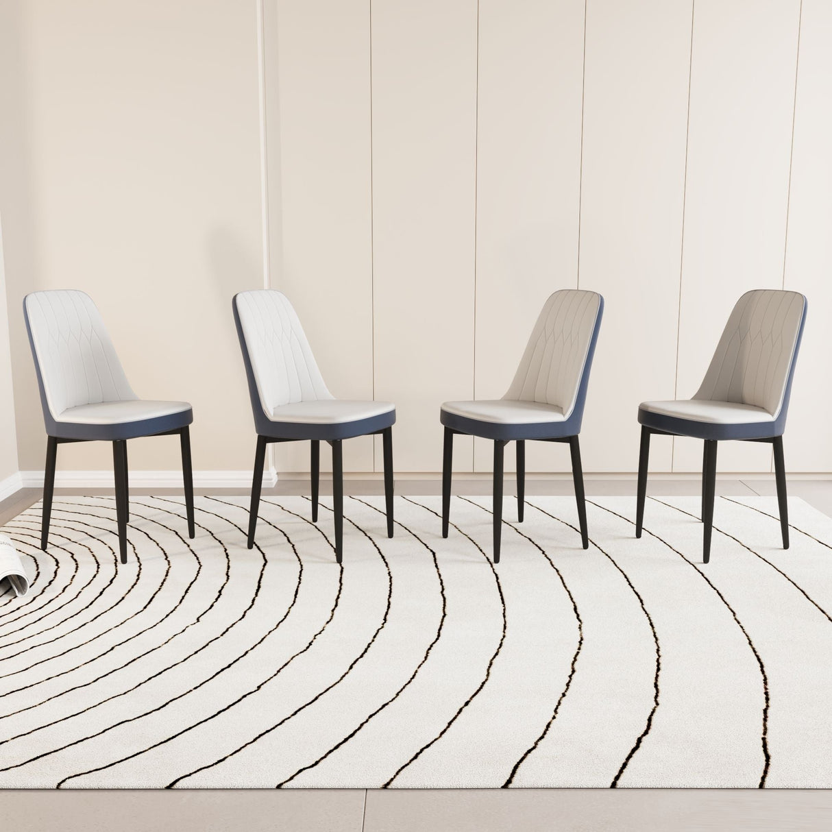 Modern Dining Chair With Cushions And Metal Legs