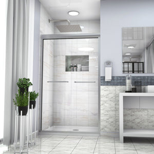 Modern Double Sliding Shower Enclosure, Tempered Glass