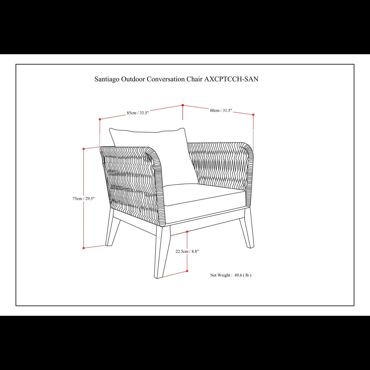 Santiago - Outdoor Conversation Chair - Slate Gray