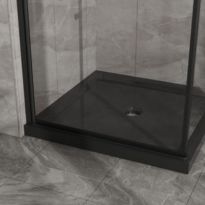 Corner Shower Enclosure, Frameless Pivot Door - Black