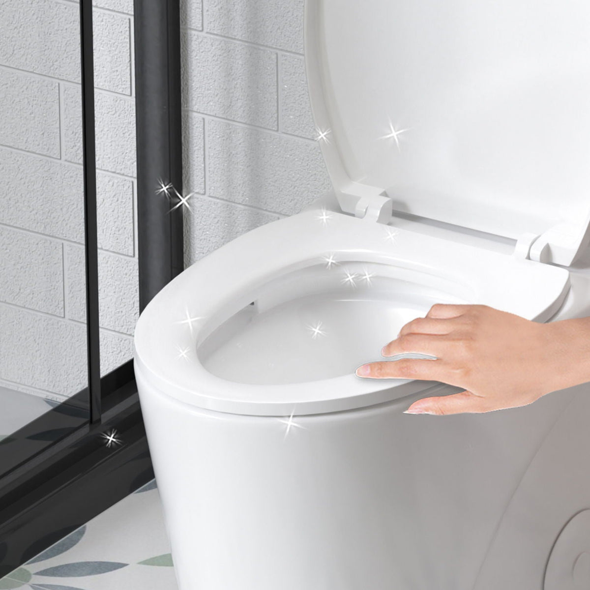 Glossy Tornado Flush 1 Piece Toilet With Dual Flush, Soft Close Seat - Gloss White