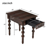 Solid Wood End Table with Drawer Espresso