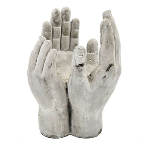 Set of 2 6x6x9' Accepting Hands Accent Cement Hand Decor