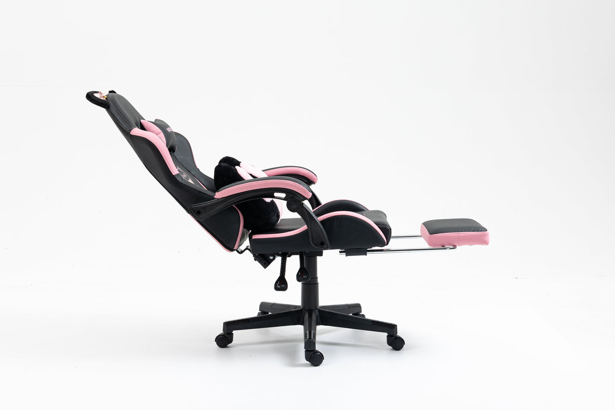 Cute Cat Gaming Chair with Paw Lumbar Cushion