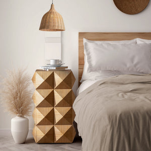 23.62" Height Three-Dimensional Embossed Pattern Wooden Nightstand