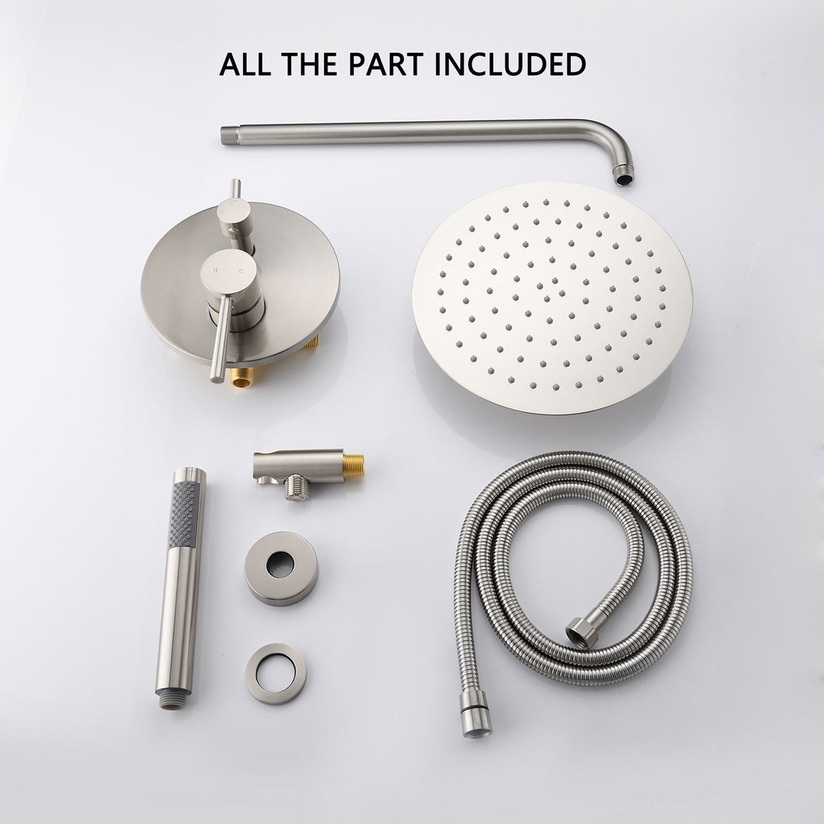 Elegant 10" Round Rain Shower Head And Handheld Set With Adjustable Tilt And Dual Modes
