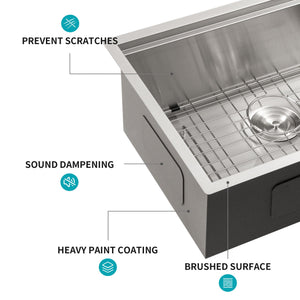 Premium Single Bowl Undermount Workstation Kitchen Sink With Accessories, Finish, 16 Gauge Stainless Steel - Black