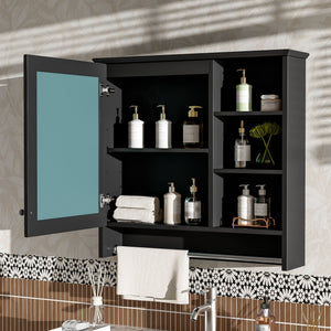 Wall Mount 2 In 1 Mirror Cabinet With Adjustable Shelf, Soft-Closing Hinges
