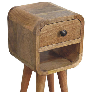Solid Wood Extra Mini Oak-ish Curve Lower Bedside Table